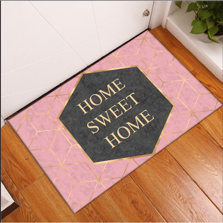 East Urban Home Eefje Power Loom Pink/Black/Yellow Rug Wayfair.co.uk
